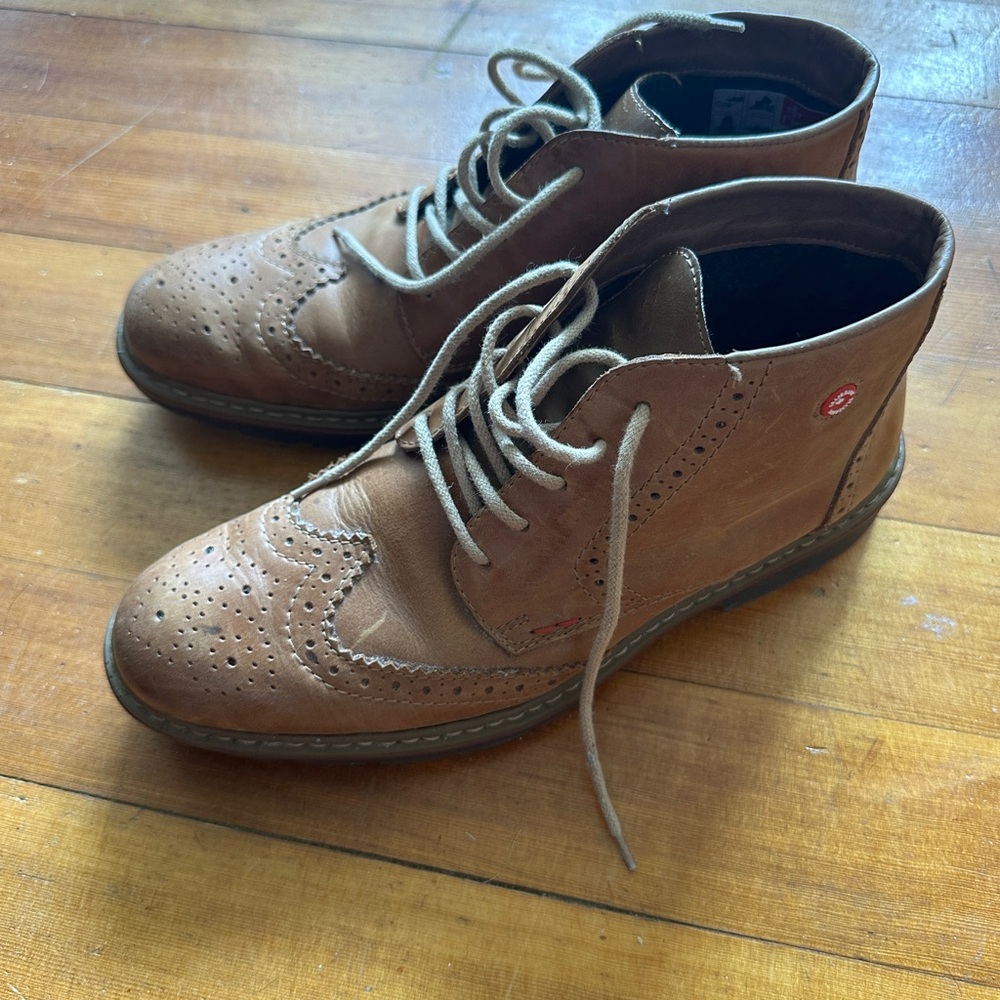 Rieker Brown Chukka Boots with Brogue Detailing